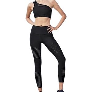 ALO Airlift black 7/8 Moto Legging black grey stripe M